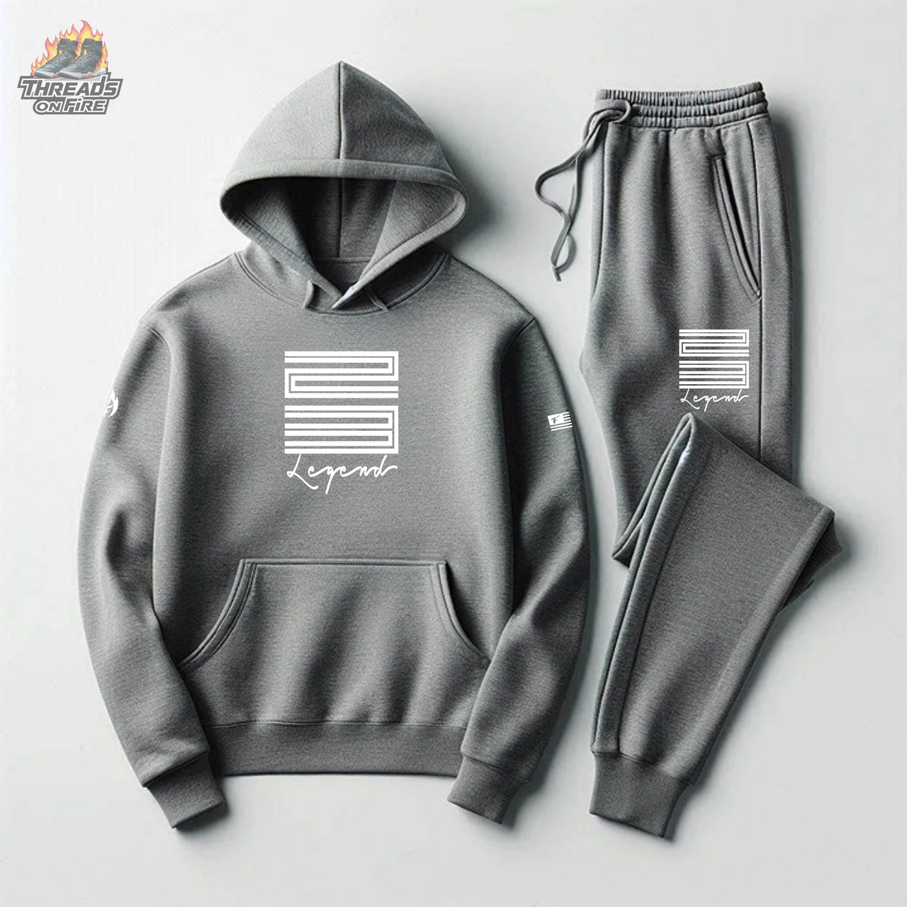 Men's Grey Hoodie Joggers 23 Legend Sweatsuit To Match Air Jordan 11 Cool Grey White