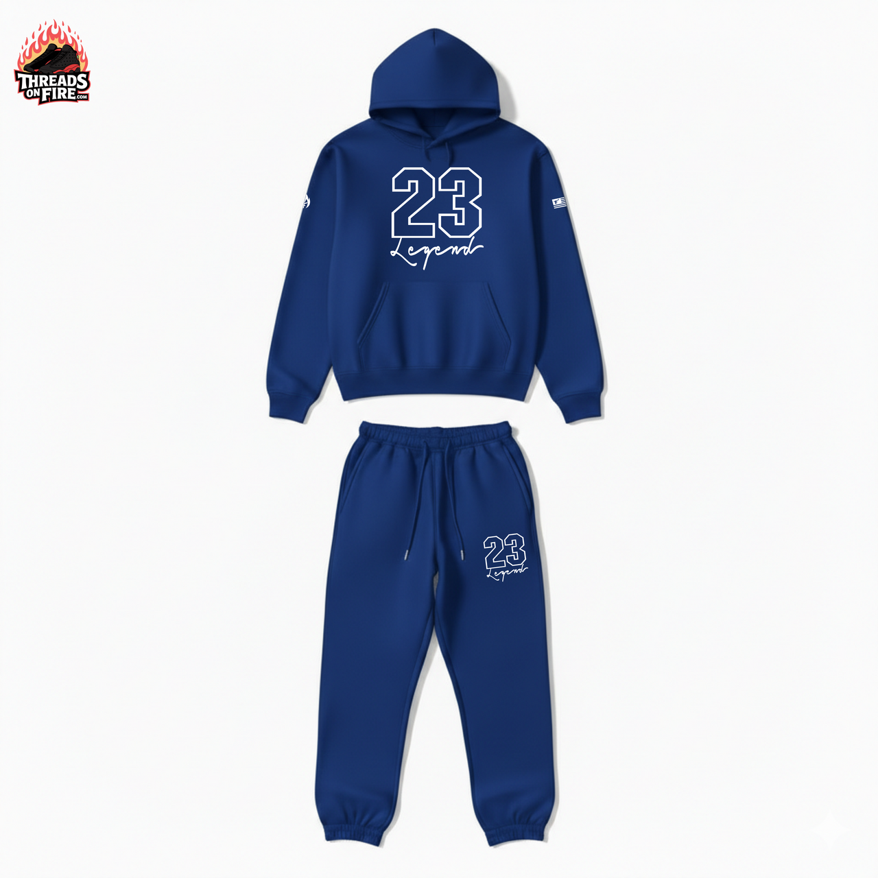 Men's Blue Sweatsuit 23 Legend Hoodie Sweatpants 2pc Set To Match Air Jordan 1 Royal Toe