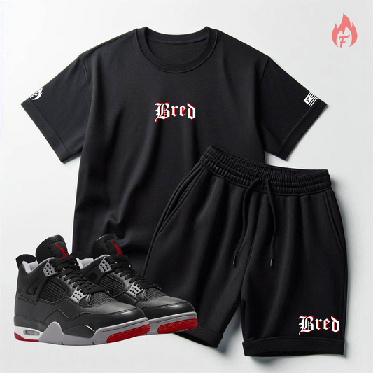 Men's Black T-Shirt and Sweat Shorts To Match Air Jordan 13 Bred Sneakerhead Streetwear Tee