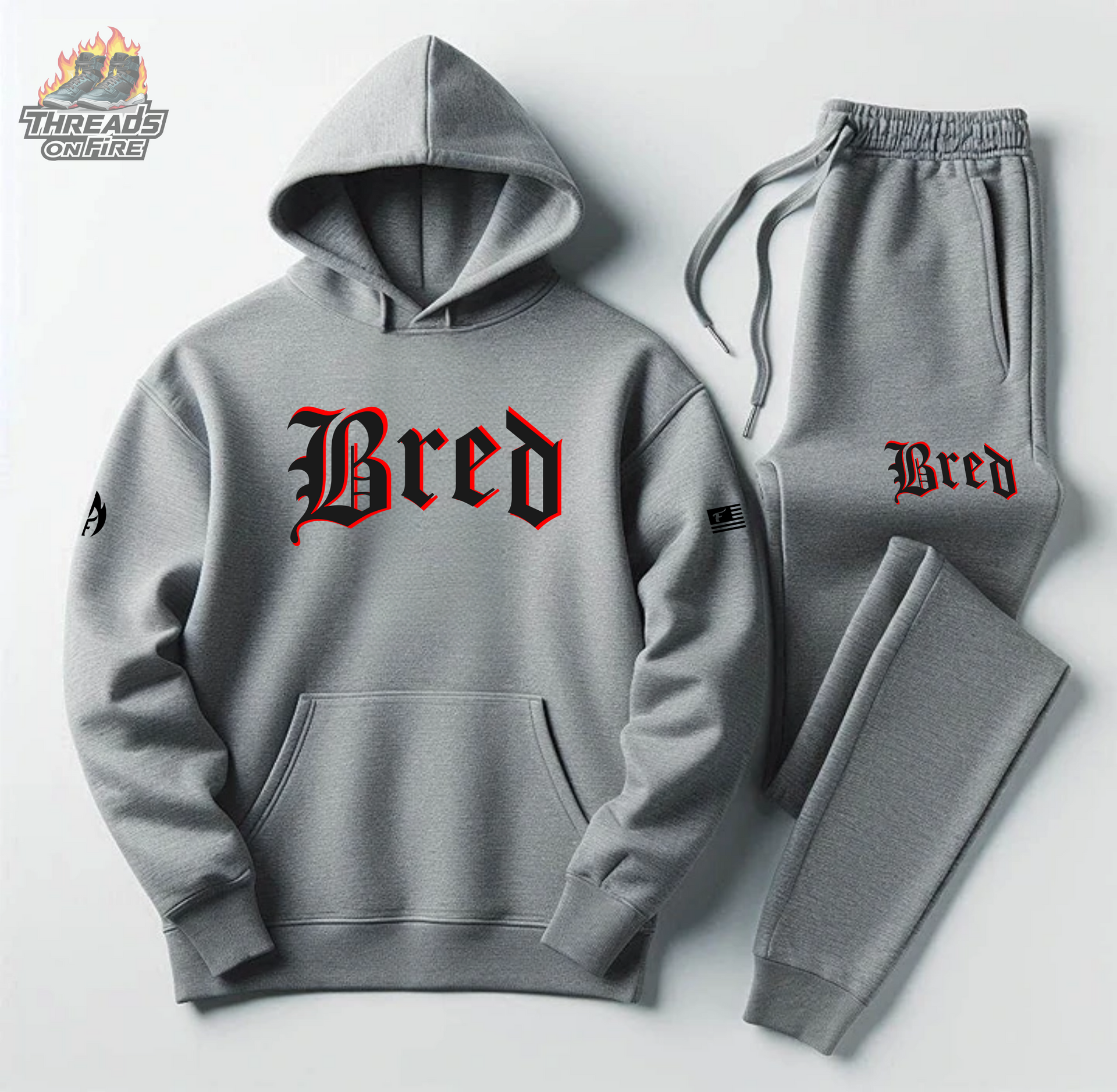 Men's Grey Sweatsuit Bred Hoodie Joggers Set