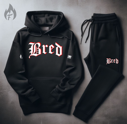 Black Tracksuit To Match Air Jordan 11 Bred Sweatsuit Sneaker BRED Hoodie and Joggers Set