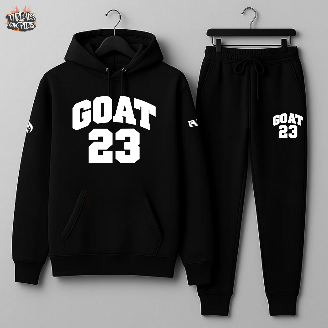 Men's "GOAT 23" Black Hoodie & Joggers Set – Men's Streetwear Sweatsuit For Air Jordans