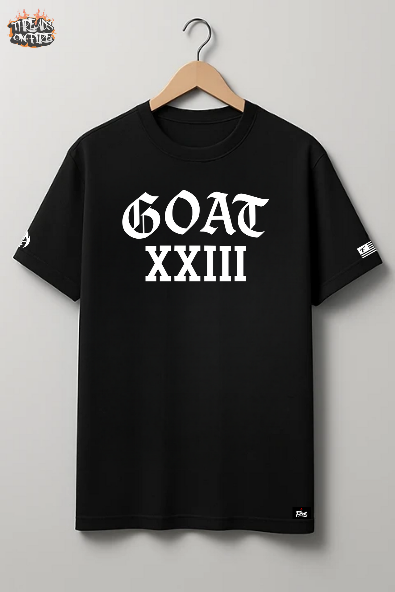 GOAT XXIII Black Tee – Jordan 23 Streetwear Shirt | Threads On Fire