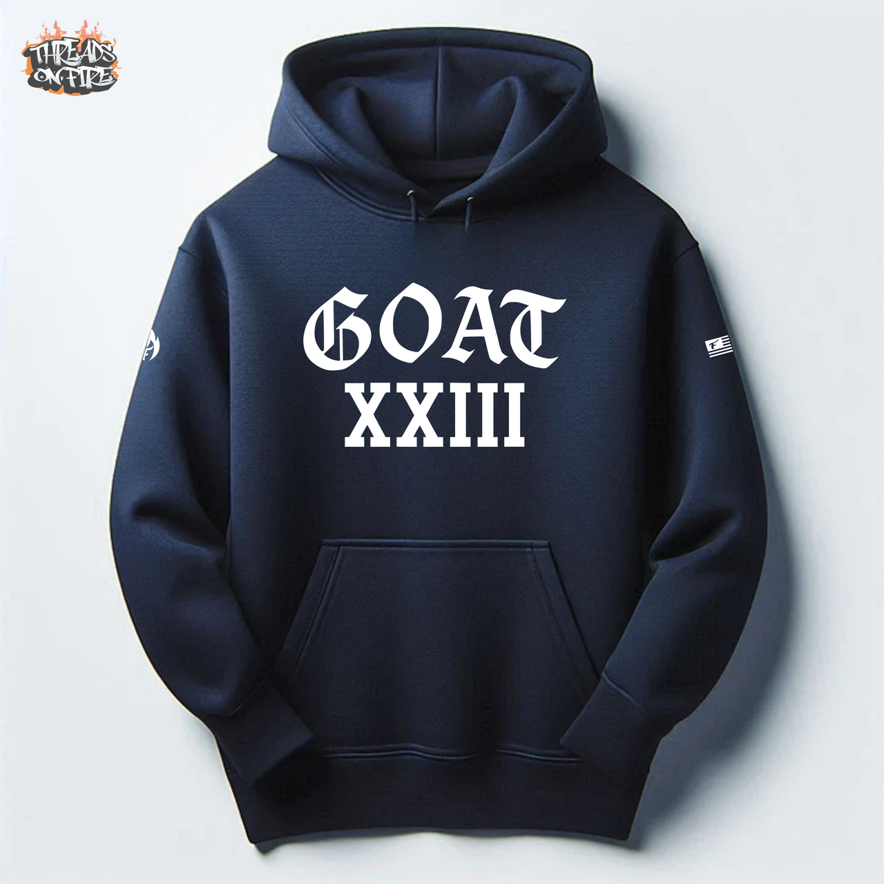 GOAT XXIII Navy Blue Hoodie Men's Streetwear Sweatshirt to Match Air Jordan 4 White Cement