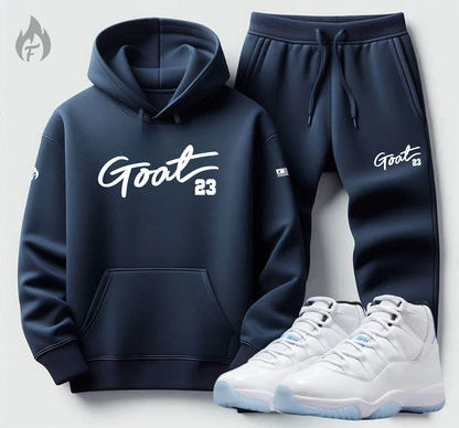 Men's Navy Blue Sweatsuit Hoodie Joggers Set To Match Air Jordan 11 White Blue Tracksuit