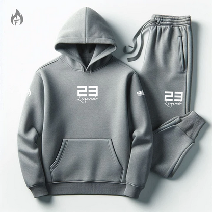 Grey 23 Legend Graphic Air Jordan 11 Cool Grey Inspired Sneaker Sweatsuit for Men Matching Hoodie and Joggers Set