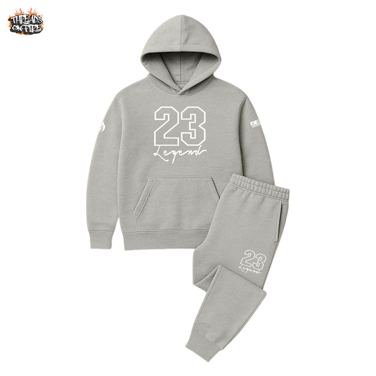 Men's '23 Legend' Grey Hoodie Joggers Sweatsuit 2pc Set | To Match Air Jordan 10 Steel 2025