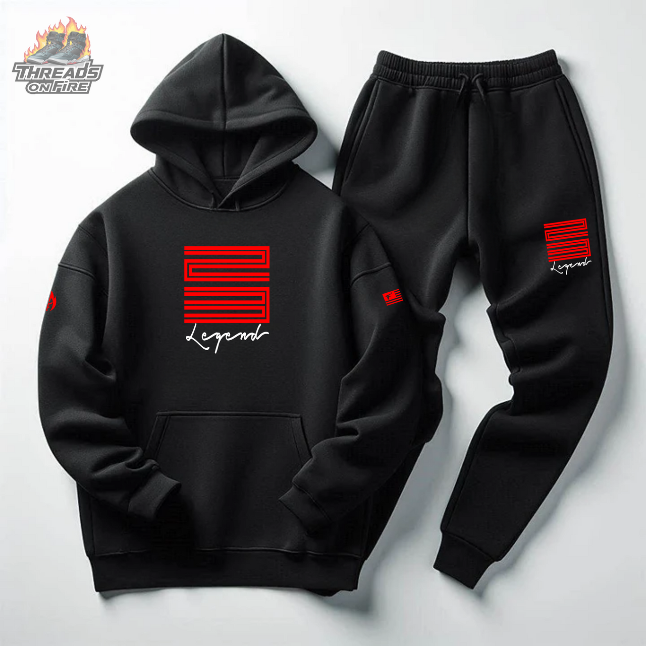 Black Sweatsuit To Match Air Jordan 11 Retro Bred 2025 Men's Hoodie Joggers Tracksuit