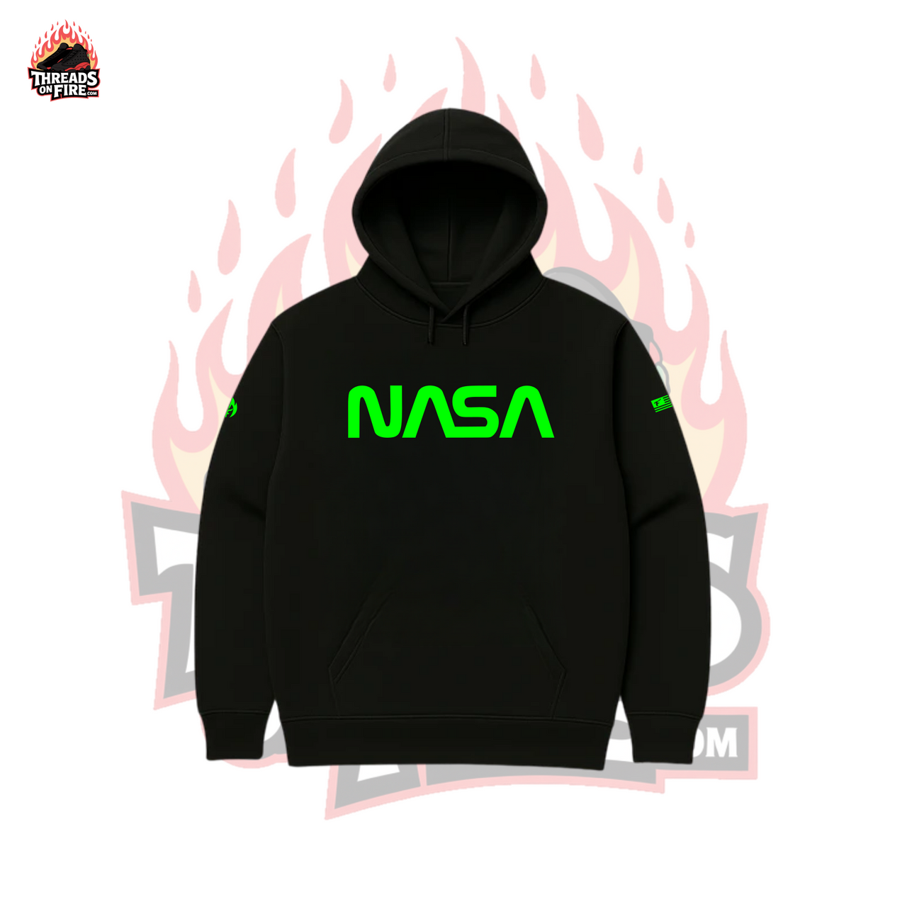 Men's Black Hoodie and Joggers Set To Match Air Jordan 6 Retro Electric Neon Green NASA Sweatsuit