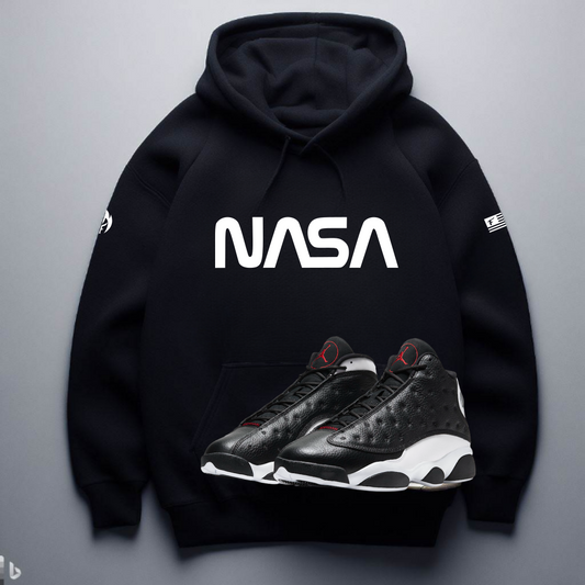 NASA Black and White Men's Hoodie To Match Air Jordan Retro 13 Sneaker Hoodies