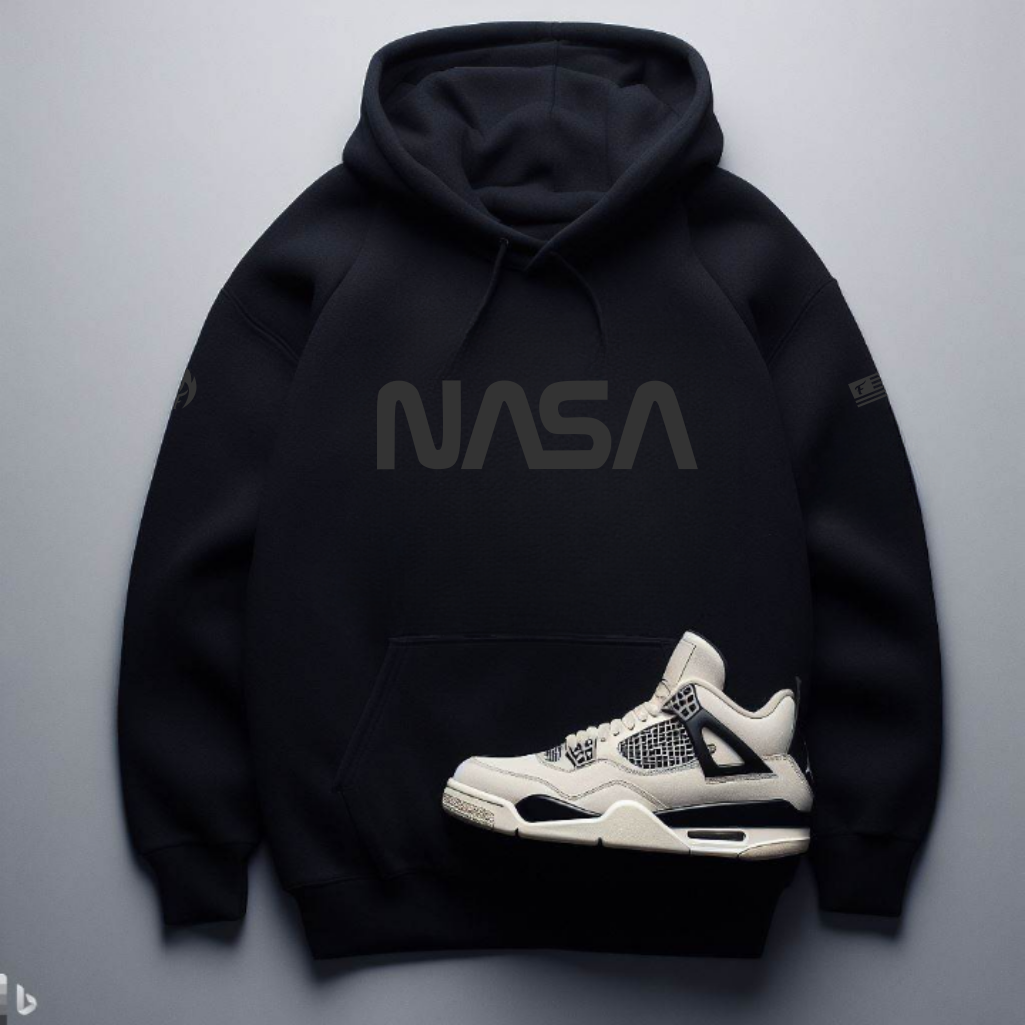 NASA Streetwear Hoodie To Match Air Jordan Retro 4 Black Cat Sneaker Sweatshirt