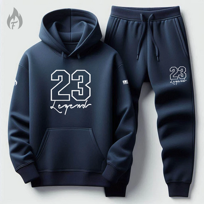 Men's Navy Blue Hoodie & Joggers Sweatsuit To Match Air Jordan 13 Midnight Navy 23 Legend Tracksuit