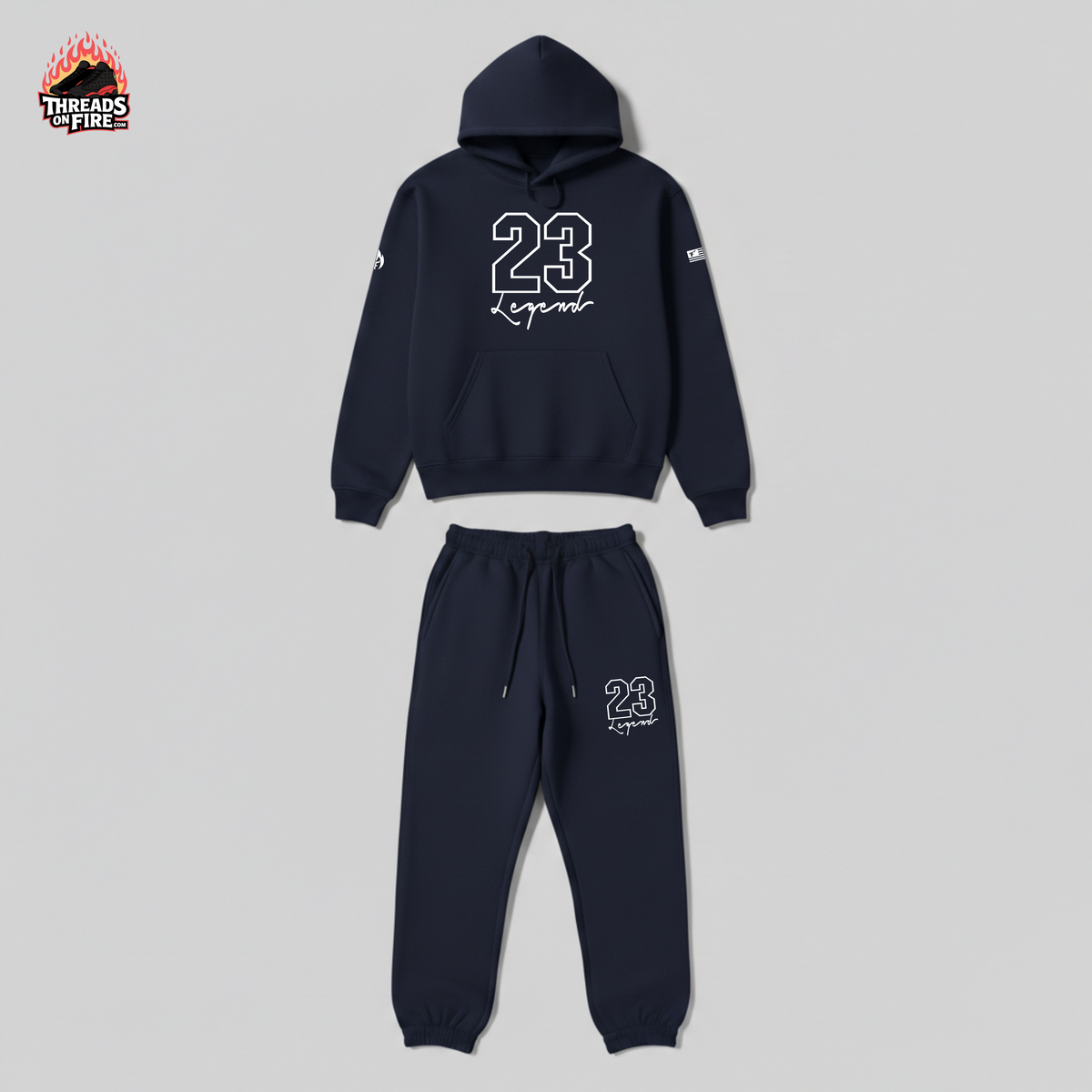 Men's Navy Blue Sweatsuit 23 Legend Hoodie & Joggers To Match Air Jordan 4 Navy White