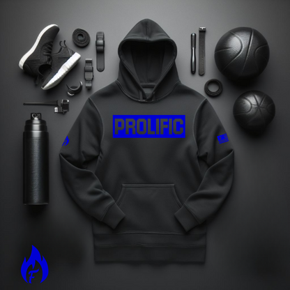 Men's Black Sweatsuit To Match Air Jordan Retro 13 Hyper Royal Blue PROLIFIC Black Hoodie Joggers Set