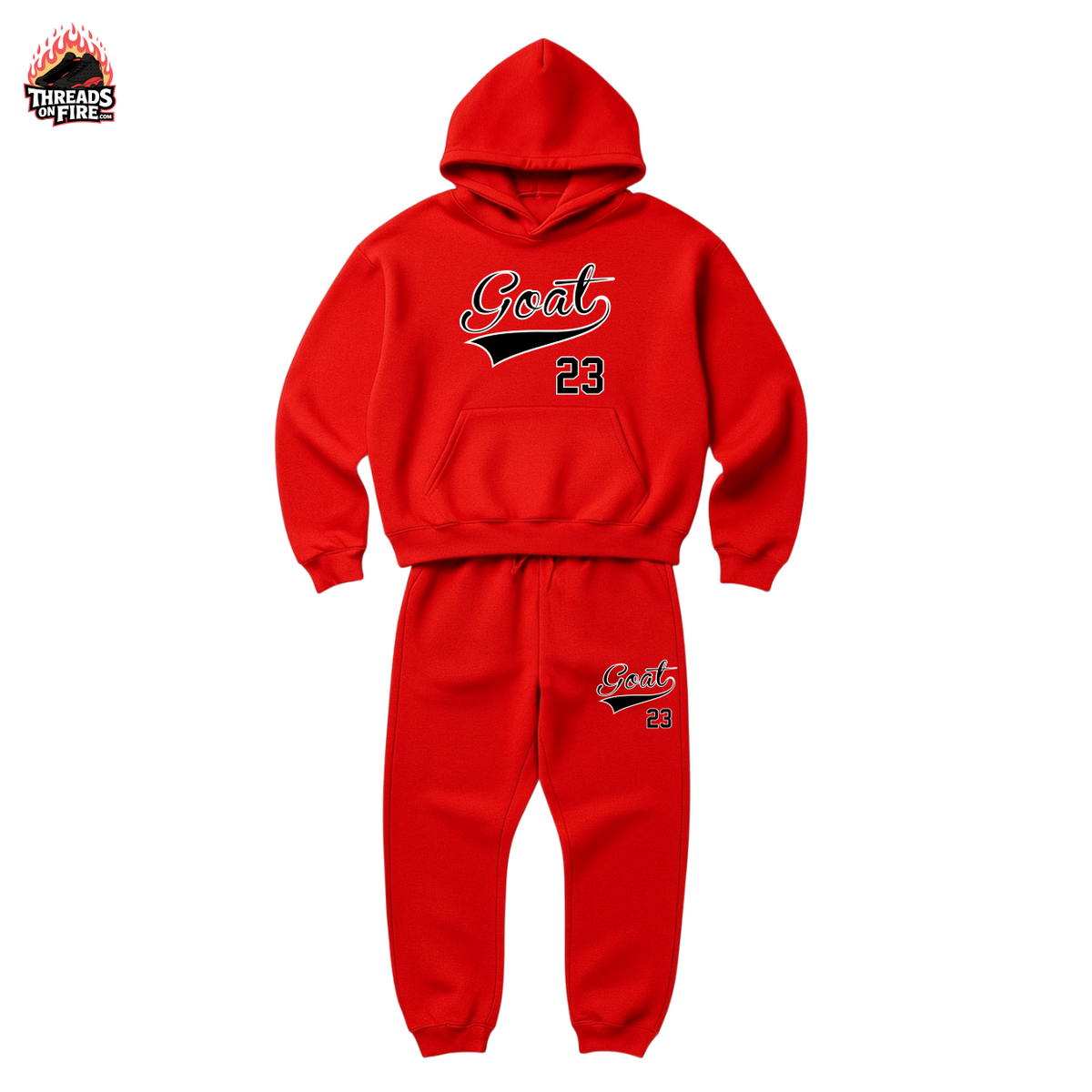 Men's Red Hoodie Joggers GOAT 23 Red Sweatsuit To Match Air Jordan 1 Chicago