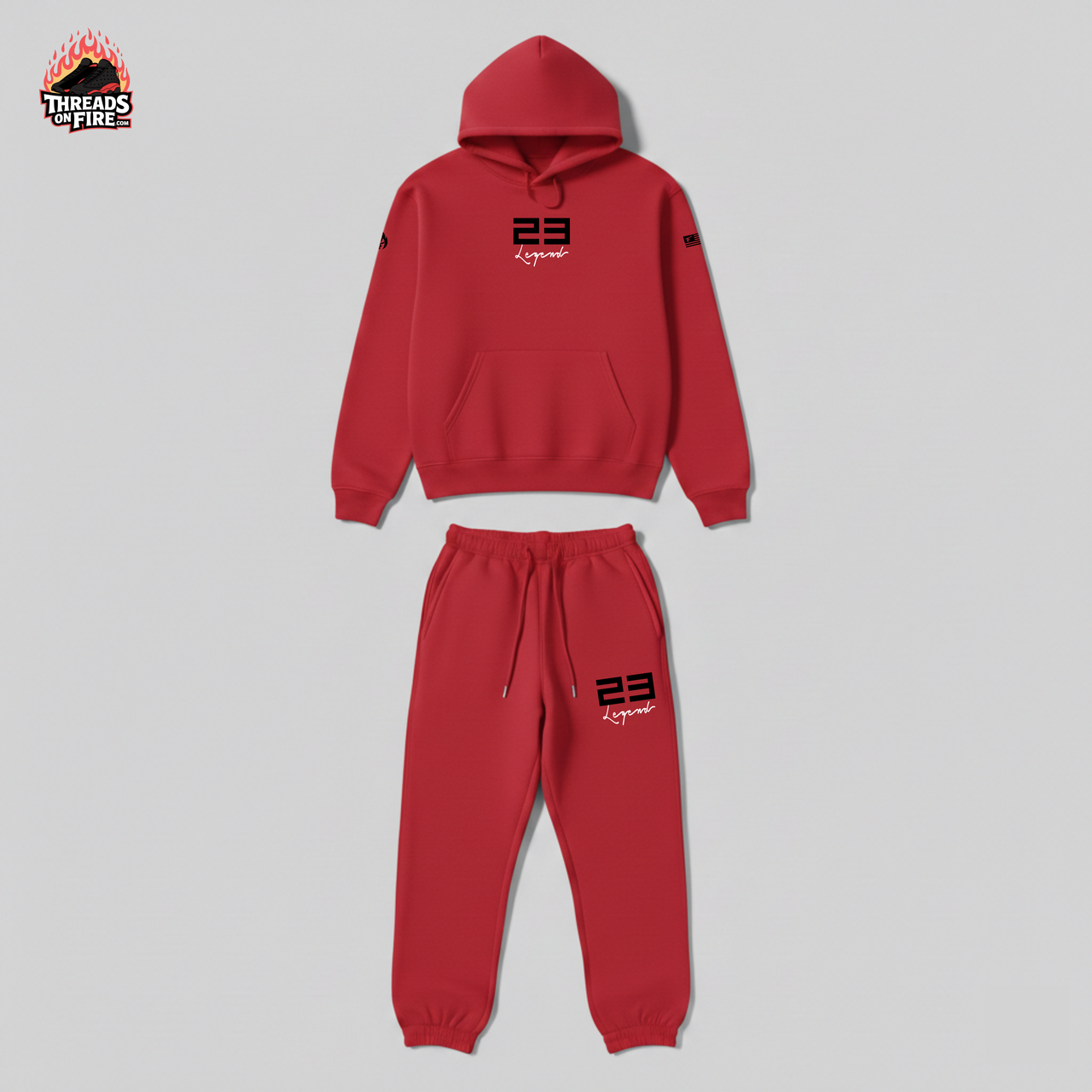 Men's Red Hoodie Joggers 23 Legend Sweatsuit To Match Air Jordan 13 Bred