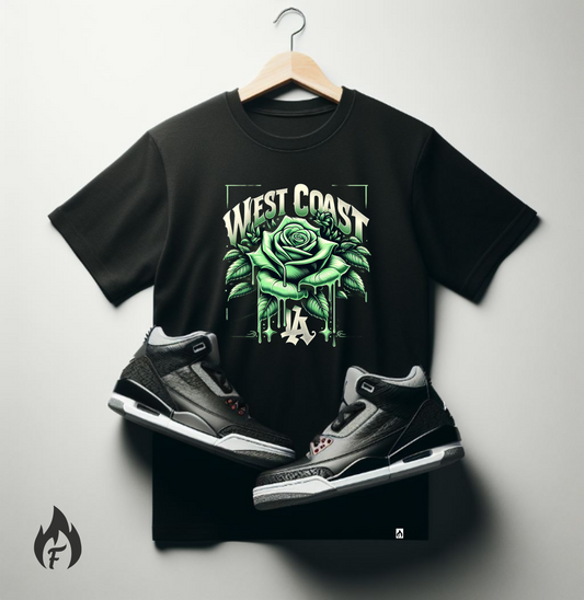Men's West Coast Streetwear T-Shirt To Match Air Jordan 3 Retro Neon Black Sneaker Tees
