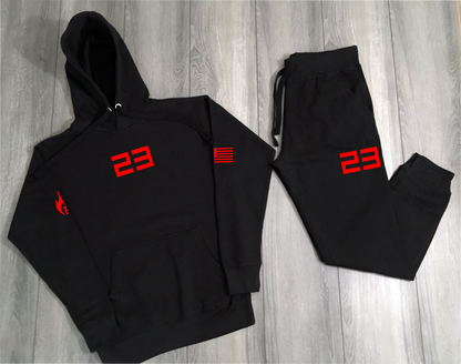 Black 23 Sneaker Sweatsuit To Match Jordan 1 Retro Bred Men's 23 Graphic Hoodie Joggers Set