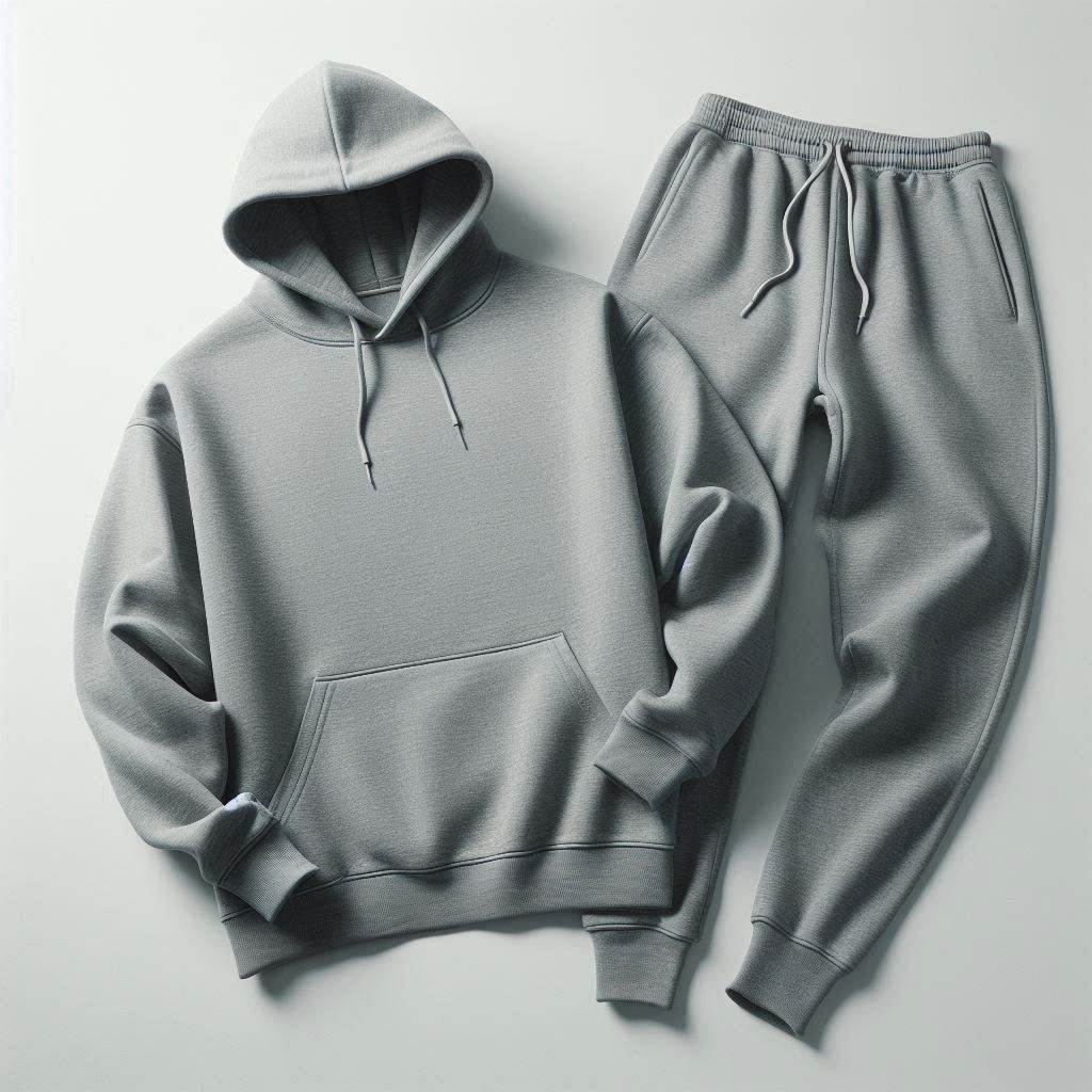 Men's Grey Hoodie & Joggers Streetwear Essentials Sweatsuit 2pc. Set