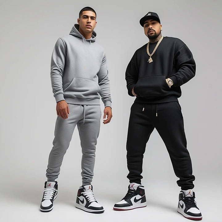 Men's Grey Hoodie & Joggers Streetwear Essentials Sweatsuit 2pc. Set