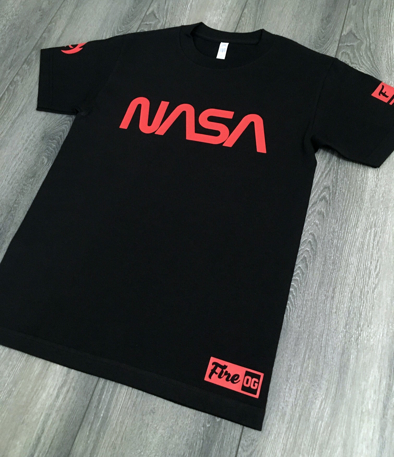 NASA Red Logo Black T-Shirt To Match Air Jordan 13 Bred Men's Sneaker Matching Tees