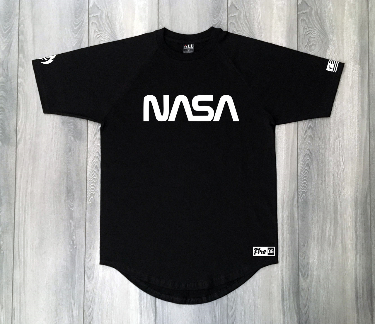 NASA Black Drop Tail T-Shirt To Match Black White Air Jordans - Threads On Fire