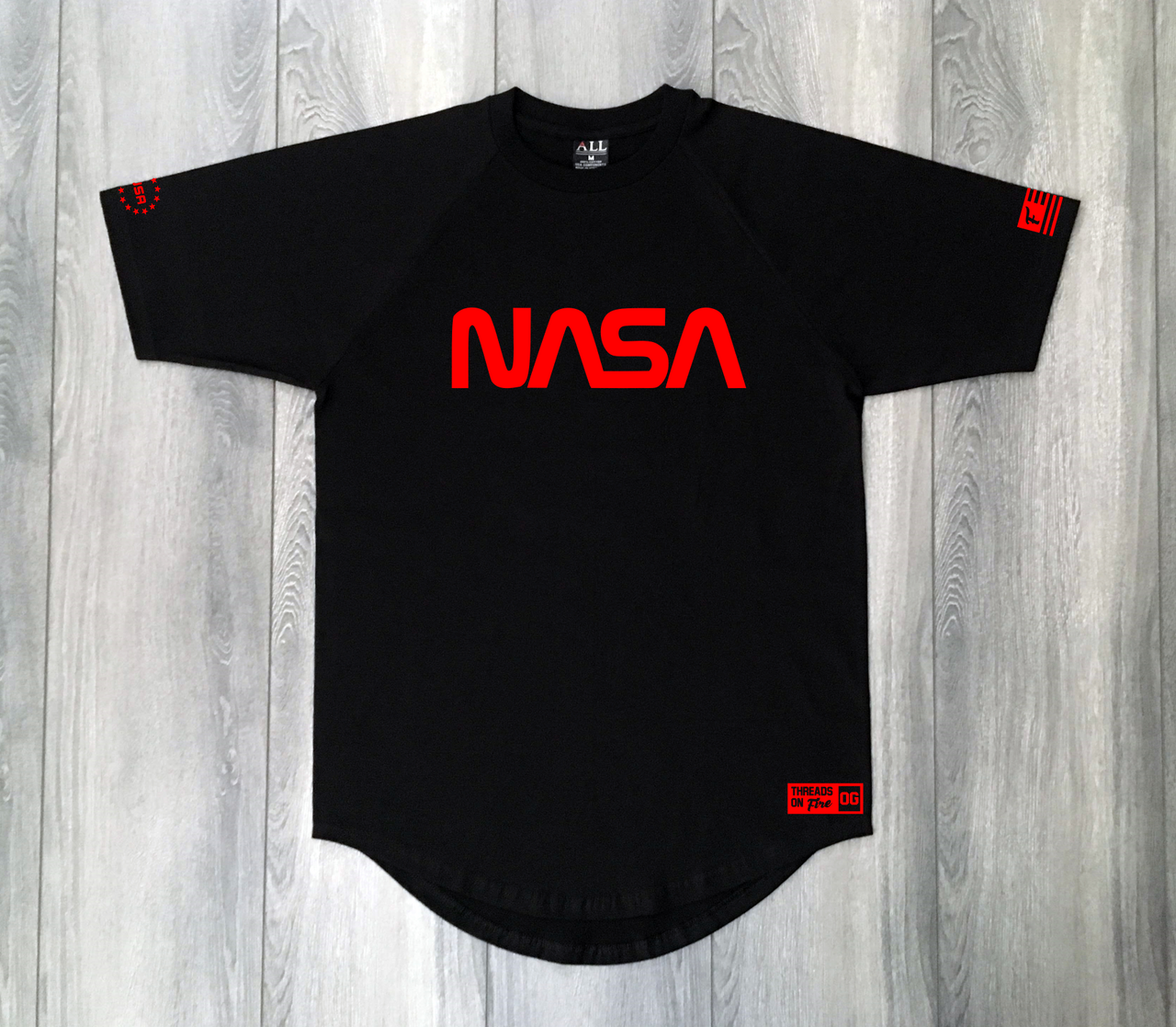 NASA Logo Black Streetwear T-Shirt To Match Air Jordan 13 Bred Men's Sneaker Tees