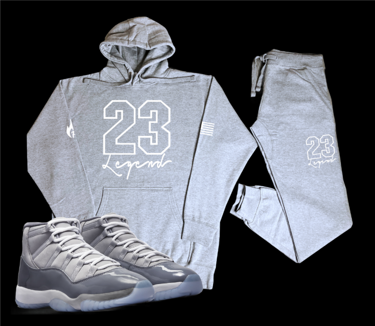 Men s Gray 23 Legend Sneaker Sweatsuit To Match Air Jordan Retro