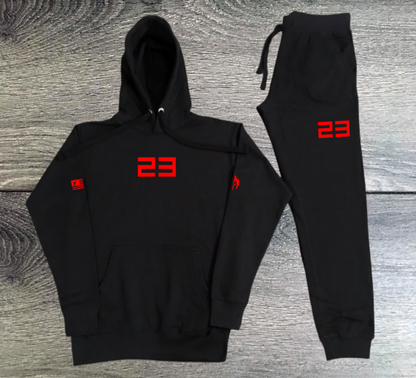23 Black Sweatsuit To Match Air Retro 13 Sneaker Graphics Red 23 Hoodie & Joggers Sweatsuit