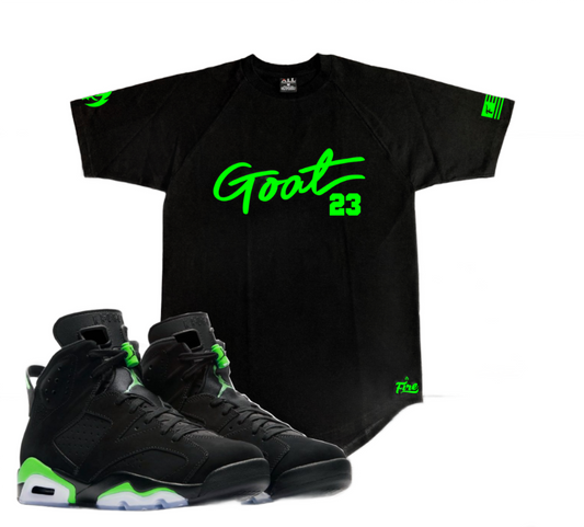 Goat 23 T-Shirt To Match Air Jordan Retro 6 Electric Green Black Sneaker Tees