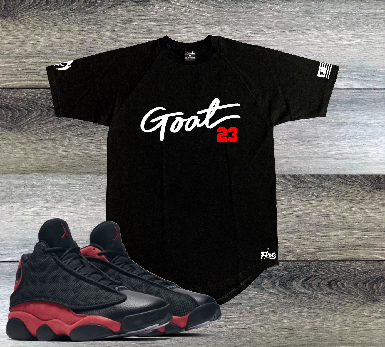 Goat 23 T-Shirt To Match Air Jordan Retro 13 Bred Black Red Sneaker Tees