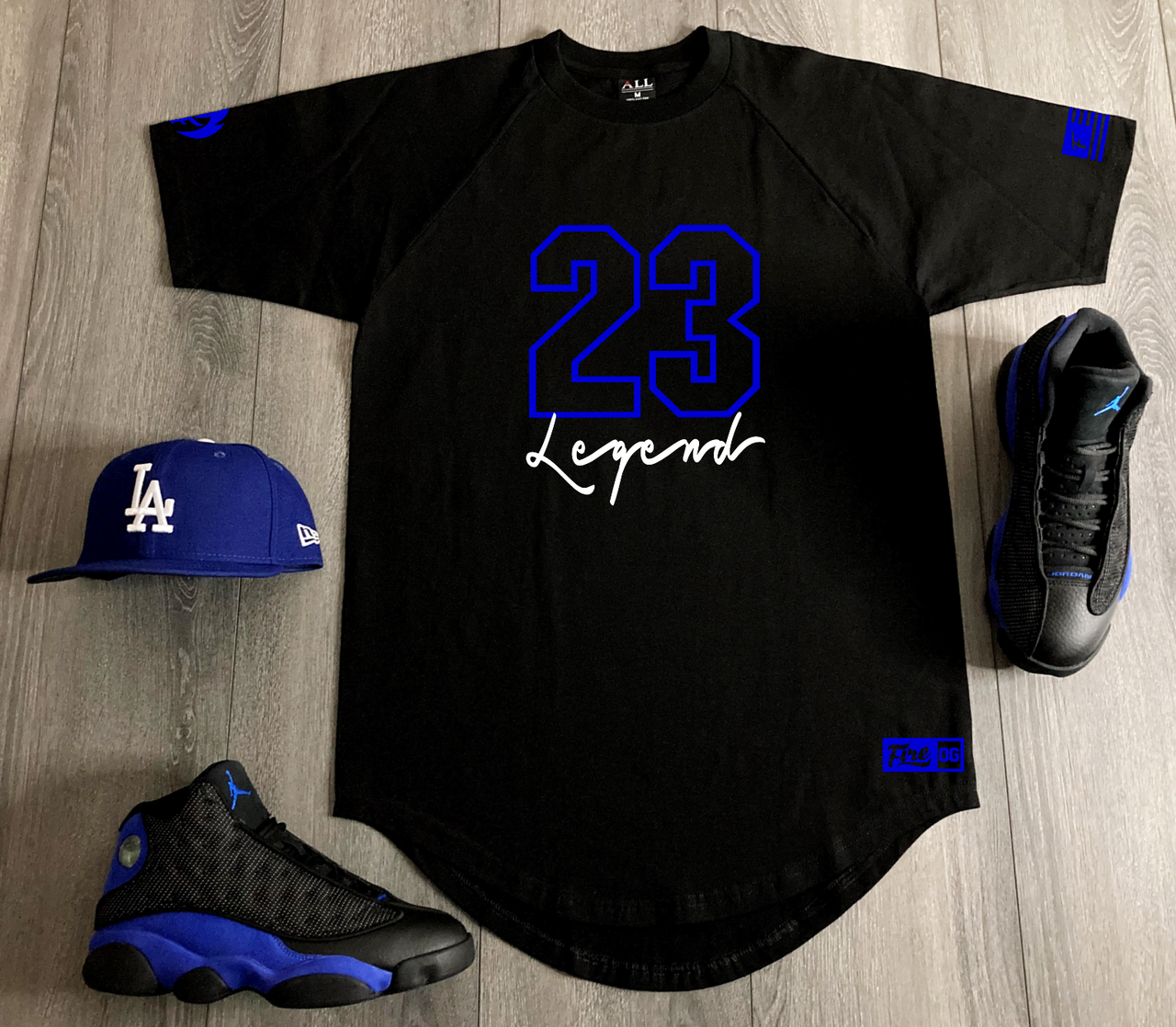 23 Legend Black Sneaker T-Shirt To Match Air Jordan Retro 13 Hyper Royal Men's Tee Fire!🔥