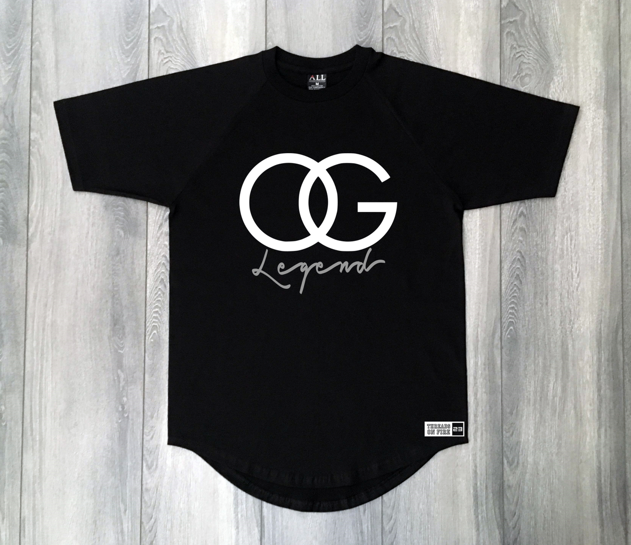 OG Legend Black Drop Tail T-Shirt To Match Black White Air Jordan Sneakers