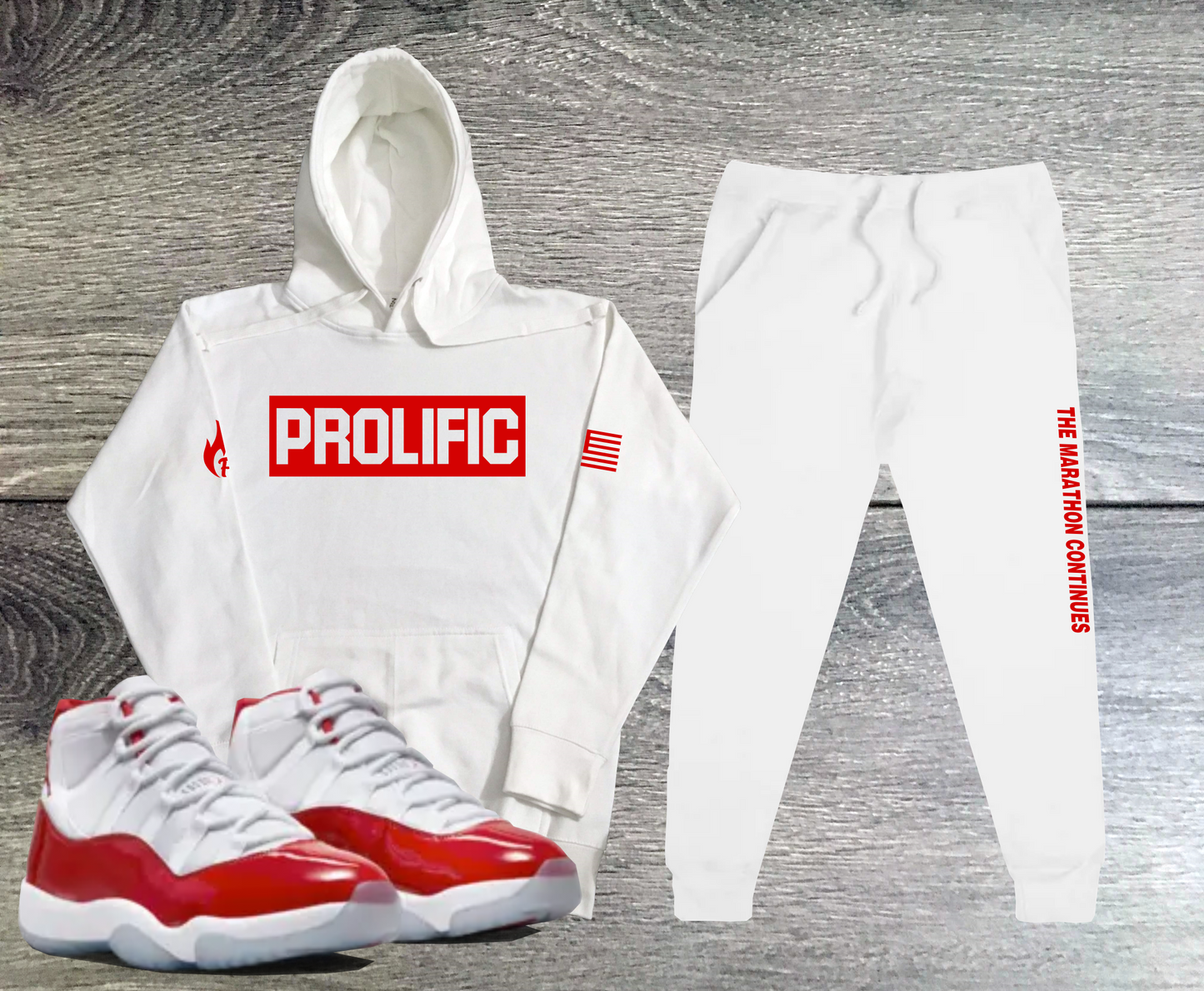 Sneaker Sweatsuit To Match Jordan 11 Cherry Red