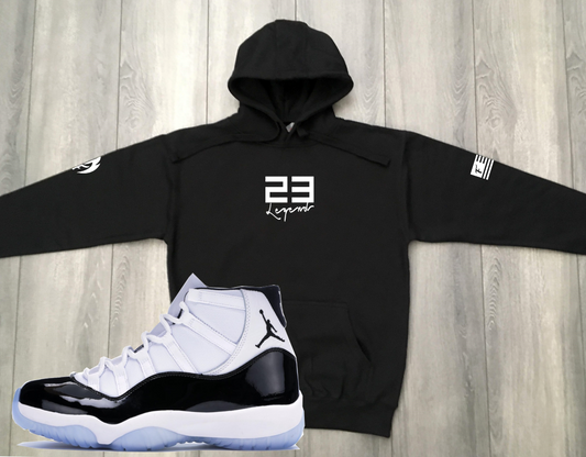 Men's 23 Legend Black Sneaker Hoodie To Match Air Jordan 11 Concord Colorway Sizes S-3XL 🔥