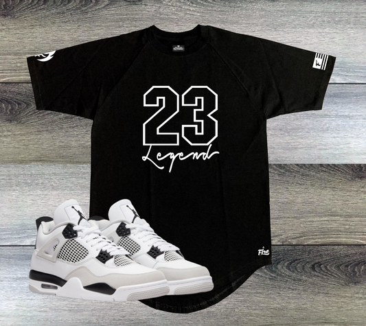 23 Legend T-Shirt To Match Air Jordan Retro 4 Military Black White Men's Sneaker Tees